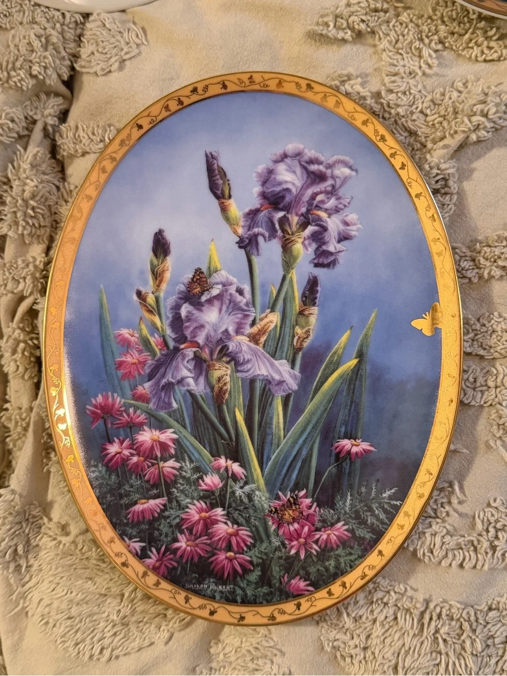 The Bradford Exchange Floral Ceramic Wall Plaques - Blue, Purple & Pink Set